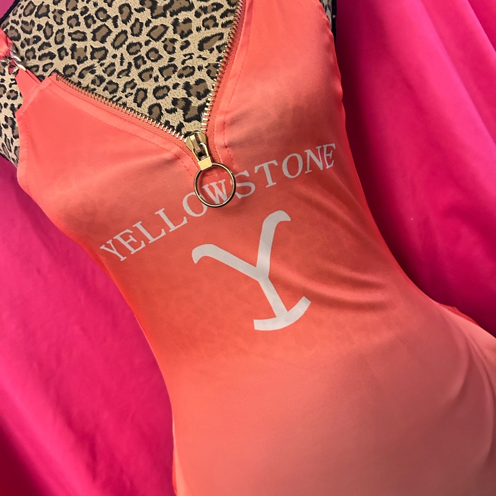 Chic coral Yellowstone Mini Dress w/ pockets